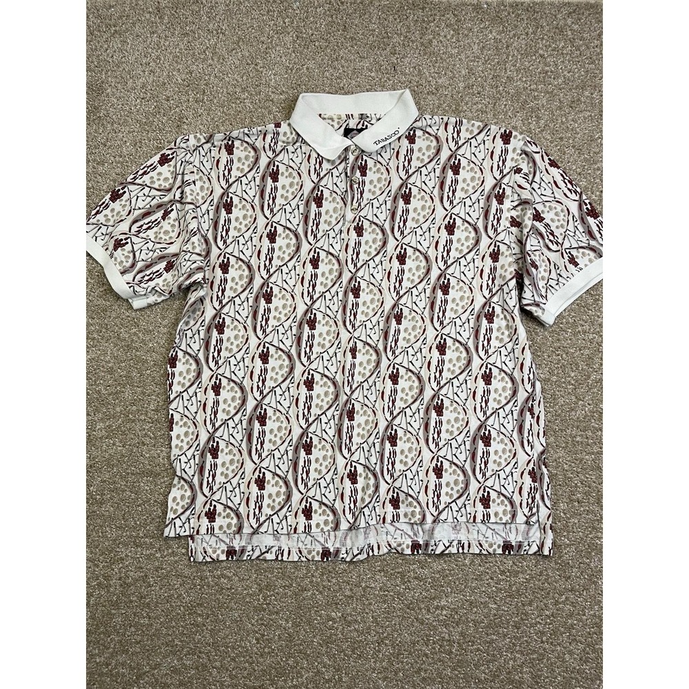Tabasco Polo Shirt Mens XL White Short Sleeve Golf Club Peppers‎ Embroidered